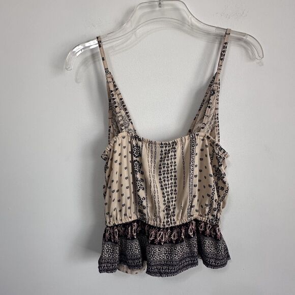 Angie Cami Tank S Peplum Hem Surplice Spaghetti Strap Concert Festival Boho NEW - Picture 7 of 7